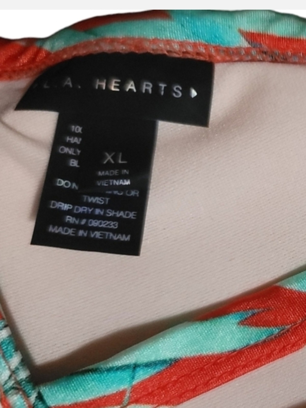 LA Hearts - XL Coral and Aqua Floral Bikini Top - Picture 5 of 8